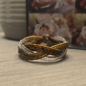 Elegant Gold and Silver Beaded Bracelet